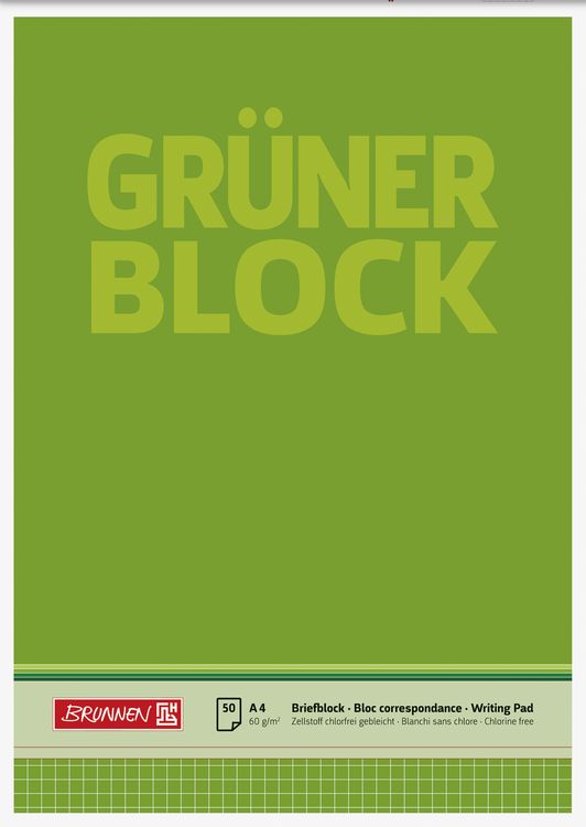 Produktbild: Brunnen Briefblock &bdquo;Gr&uuml;ner Block&ldquo; | A4, Lineatur 22, 50 Blatt, gr&uuml;n