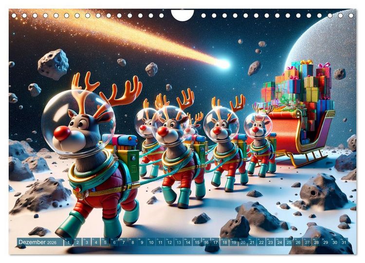 Produktbild: Tierische Raumfahrer: Durch das Universum mit Fell und Feder (Wandkalender 2026 DIN A4 quer), CALVENDO Monatskalender