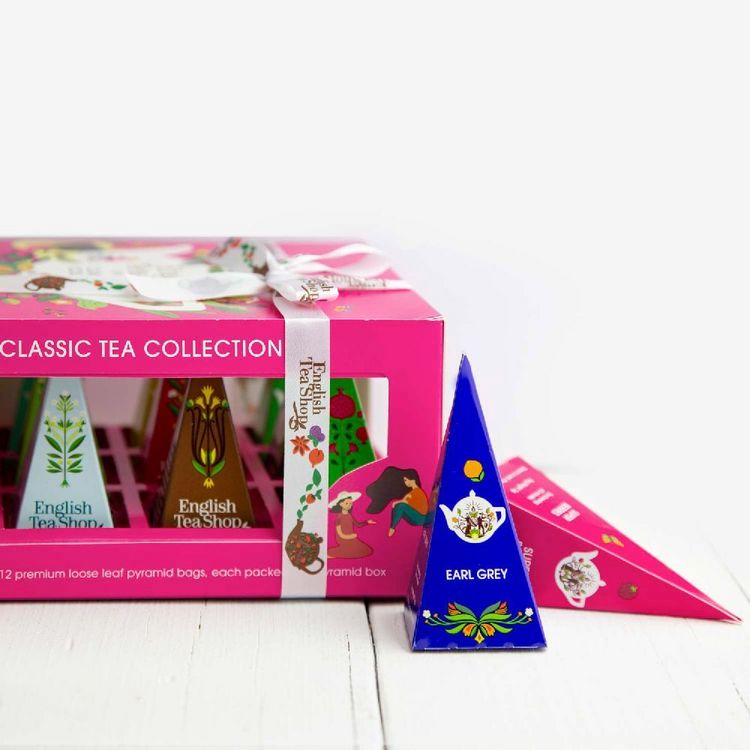 Produktbild: BIO Tee Geschenk mit Schleife "Klassische Tee Kollektion", 12 verschiedene Sorten in kompostierbaren Pyramiden-Beutel