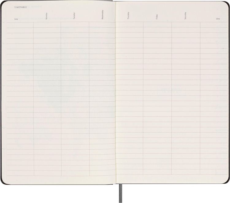 Produktbild: Moleskine undatierter Wochen Notizkalender, L/A5, 1 Wo = 1 Seite, Rechts linierte Seite, Fester Einband mit Textpr&auml;gung gold, Schwarz