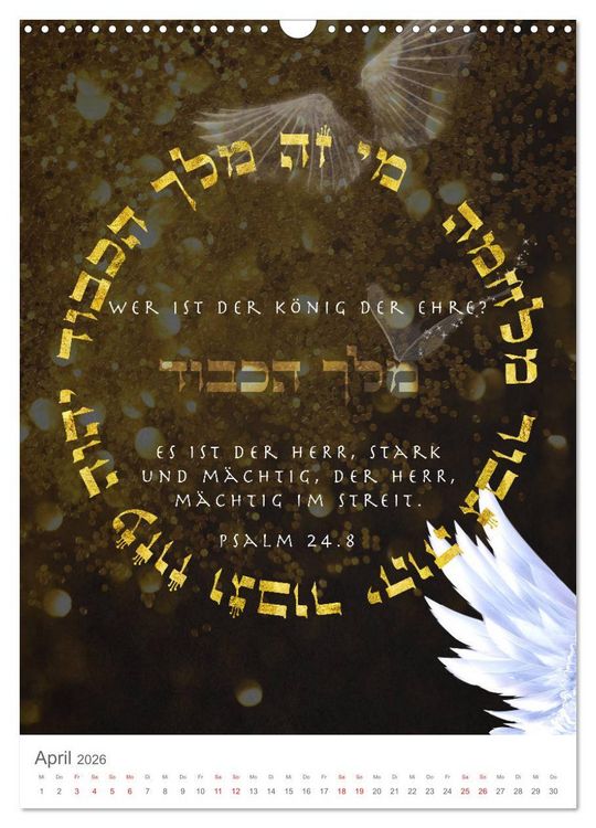Produktbild: Psalmen Tehilim Hebr&auml;isch - Deutsch (Wandkalender 2026 DIN A3 hoch), CALVENDO Monatskalender