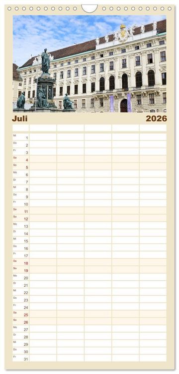 Produktbild: Familienplaner 2026 - Bezauberndes Wien mit 5 Spalten (Wandkalender, 21 x 45 cm) CALVENDO