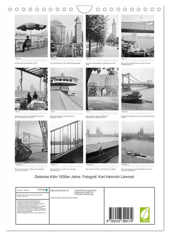 Produktbild: Zeitreise K&ouml;ln 1930er Jahre. Fotograf: Karl Heinrich L&auml;mmel (Wandkalender 2026 DIN A4 hoch), CALVENDO Monatskalender