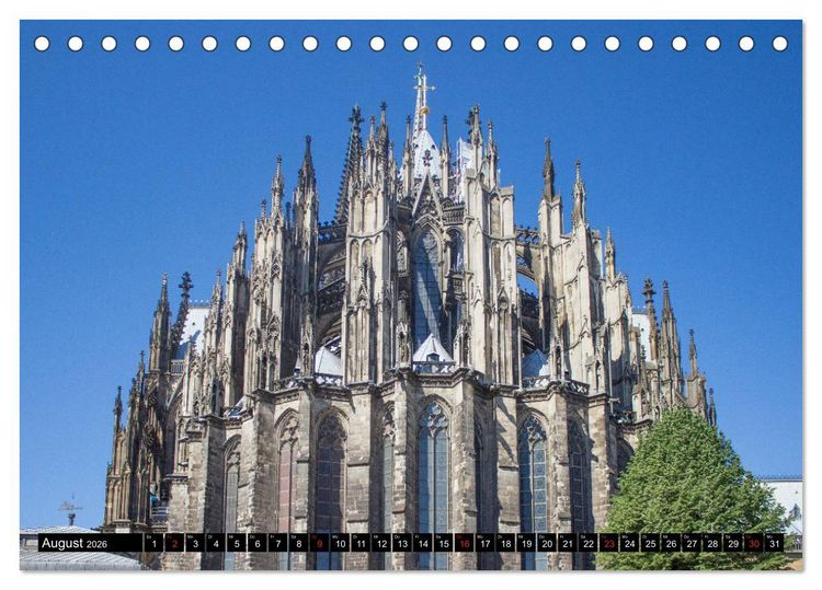 Produktbild: Kirchen in K&ouml;ln - Heilige St&auml;tten und imposante Bauten (Tischkalender 2026 DIN A5 quer), CALVENDO Monatskalender