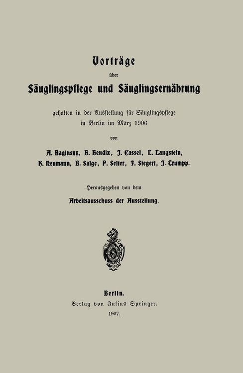 Produktbild: Vortr&auml;ge &uuml;ber S&auml;uglingspflege und S&auml;uglingsern&auml;hrung