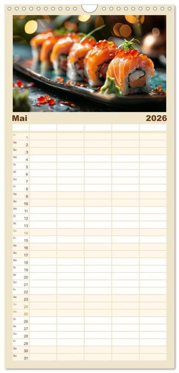 Produktbild: Familienplaner 2026 - Sushi Zauber mit 5 Spalten (Wandkalender, 21 x 45 cm) CALVENDO