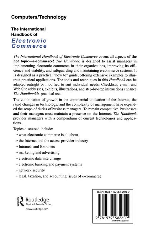 Produktbild: The International Handbook of Electronic Commerce
