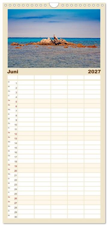 Produktbild: Familienplaner 2027 - Traumhaftes Sardinien mit 5 Spalten (Wandkalender, 21 x 45 cm) CALVENDO
