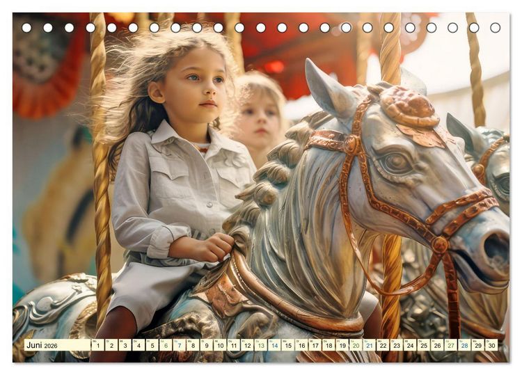 Produktbild: Karussell Nostalgie fr&uuml;her und heute (Tischkalender 2026 DIN A5 quer), CALVENDO Monatskalender