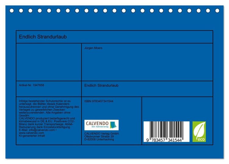 Produktbild: Endlich Strandurlaub (Tischkalender 2026 DIN A5 quer), CALVENDO Monatskalender