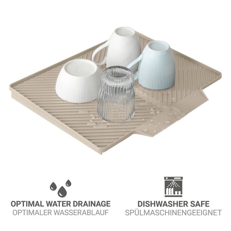 Produktbild: Abtropfmatte Mod. Nelia, beige, Kunststoff, 34x40x3 cm, geneigte Fl&auml;che f&uuml;r Wasserablauf