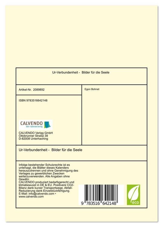 Produktbild: Ur-Verbundenheit - Bilder f&uuml;r die Seele (Tischkalender 2026 DIN A5 hoch), CALVENDO Monatskalender