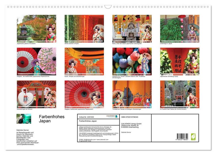 Produktbild: Farbenfrohes Japan (Wandkalender 2027 DIN A2 quer), CALVENDO Monatskalender