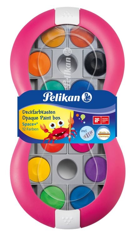 Produktbild: Pelikan Deckfarbkasten Space+ magenta, 12 Farben und 1 Tube Deckwei&szlig;