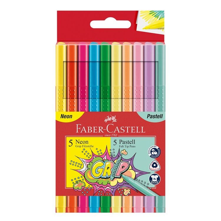 Produktbild: Faber-Castell Filzstifte Grip Neon + Pastell, 10er Set