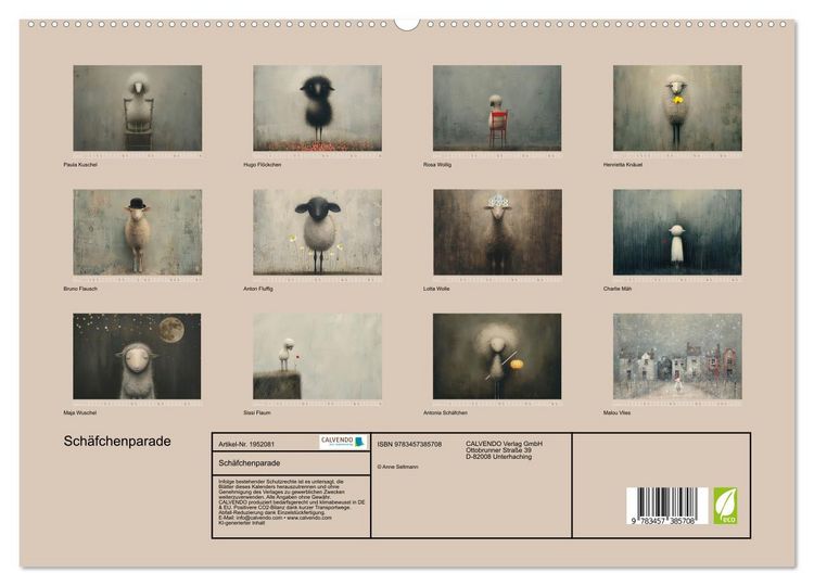 Produktbild: Sch&auml;fchenparade (hochwertiger Premium Wandkalender 2026 DIN A2 quer), Kunstdruck in Hochglanz