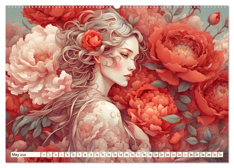 Produktbild: Ladies in a sea of flowers (High Quality Premium Wall Calendar 2026 DIN A2 landscape),CALVENDO 12 Month Wall Calendar