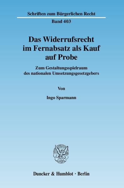 Produktbild: Das Widerrufsrecht im Fernabsatz als Kauf auf Probe.