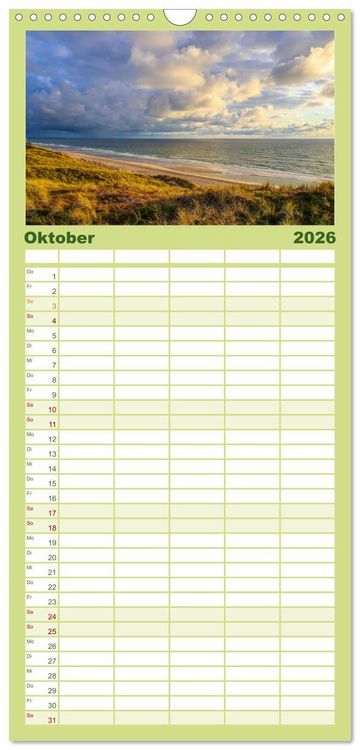 Produktbild: Familienplaner 2026 - Sylt - Magie der Abendstunden mit 5 Spalten (Wandkalender, 21 x 45 cm) CALVENDO