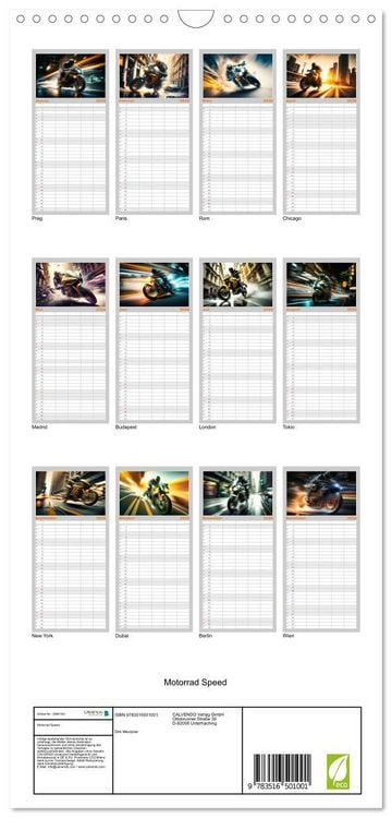Produktbild: Familienplaner 2026 - Motorrad Speed mit 5 Spalten (Wandkalender, 21 x 45 cm) CALVENDO