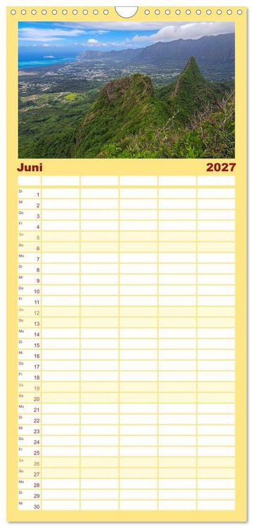 Produktbild: Familienplaner 2027 - Hawaii - Eindr&uuml;cke von Big Island, Kauai & Oahu mit 5 Spalten (Wandkalender, 21 x 45 cm) CALVENDO