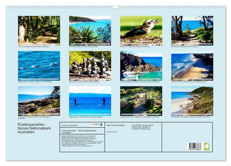 Produktbild: K&uuml;stenparadies - Noosa Nationalpark Australien (Wandkalender 2026 DIN A2 quer), CALVENDO Monatskalender