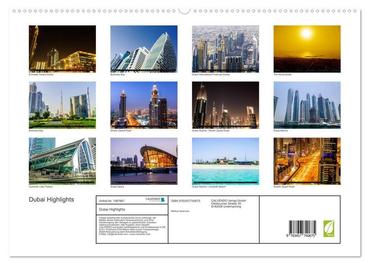 Produktbild: Dubai Highlights (hochwertiger Premium Wandkalender 2026 DIN A2 quer), Kunstdruck in Hochglanz
