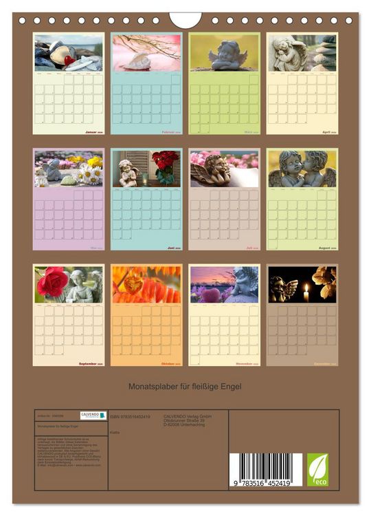 Produktbild: Monatsplaber f&uuml;r flei&szlig;ige Engel (Wandkalender 2026 DIN A4 hoch), CALVENDO Monatskalender