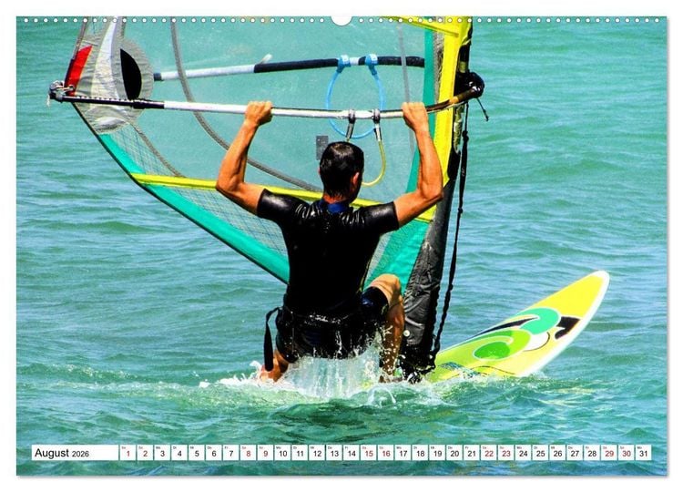 Produktbild: Funsport Windsurfen (hochwertiger Premium Wandkalender 2026 DIN A2 quer), Kunstdruck in Hochglanz