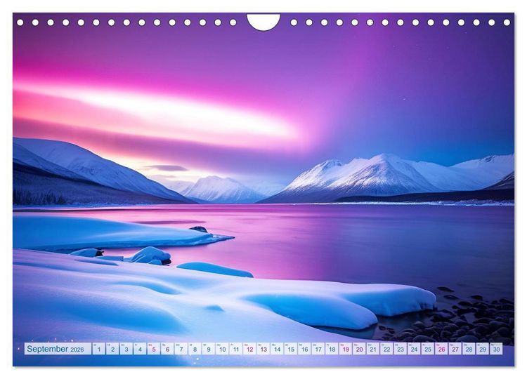Produktbild: Traumhafte Polarlichter . Licht, Schnee und Eis hoch im Norden (Wandkalender 2026 DIN A4 quer), CALVENDO Monatskalender