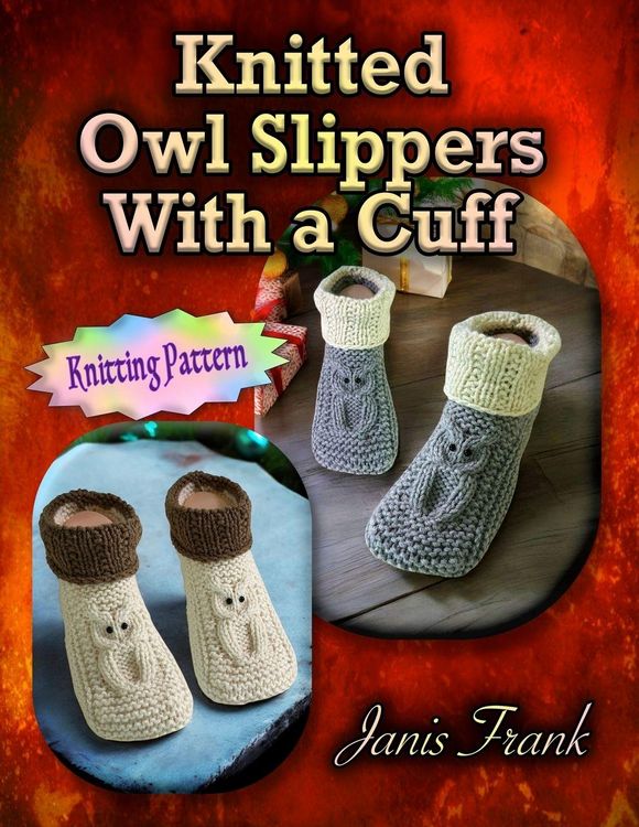 Produktbild: Knitted Owl Slippers With a Cuff