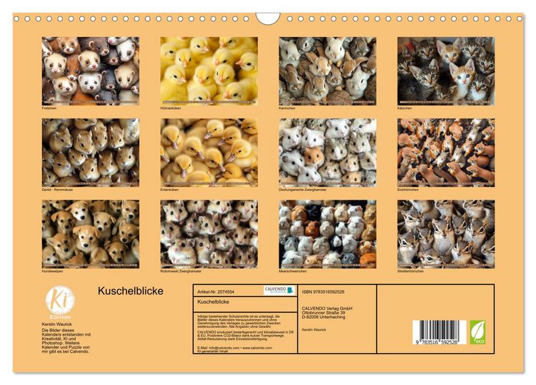 Produktbild: Kuschelblicke (Wandkalender 2026 DIN A3 quer), CALVENDO Monatskalender