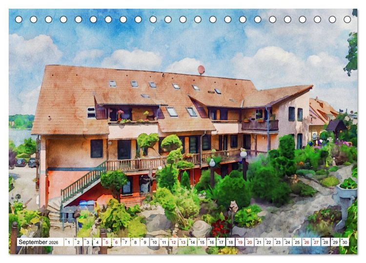 Produktbild: Feldberger Seenlandschaft - Spaziergang in Aquarell (Tischkalender 2026 DIN A5 quer), CALVENDO Monatskalender