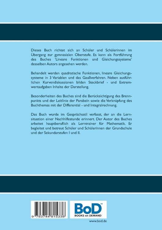Produktbild: Quadratische Funktionen und Gleichungssysteme