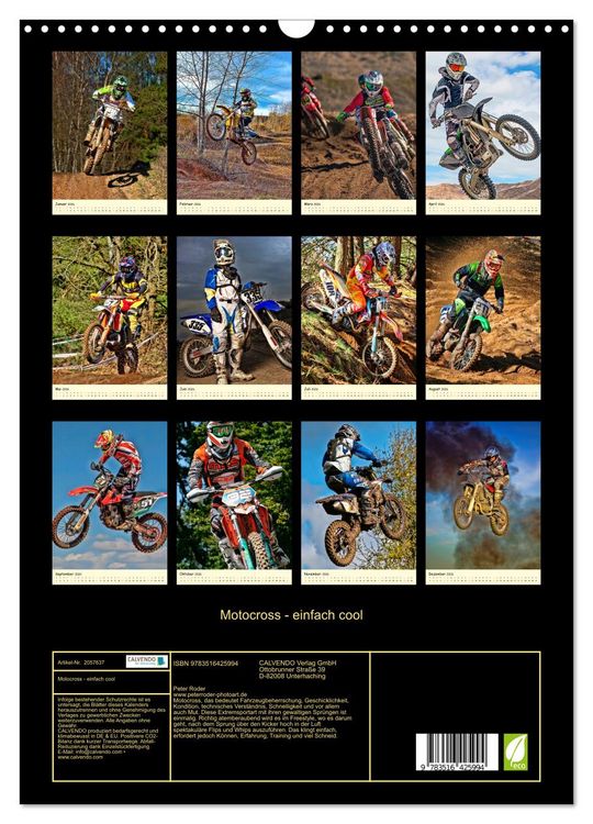 Produktbild: Motocross - einfach cool (Wandkalender 2026 DIN A3 hoch), CALVENDO Monatskalender