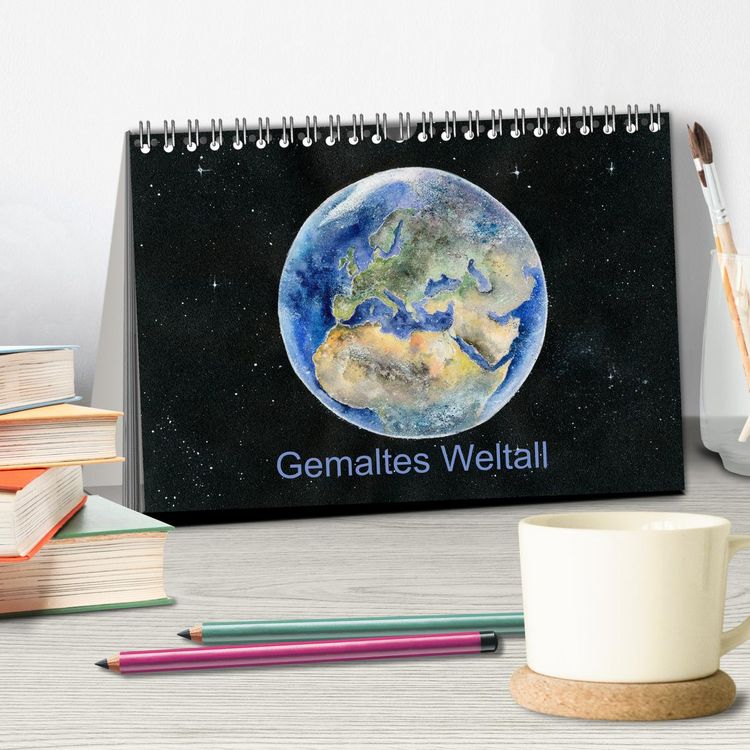 Produktbild: Gemaltes Weltall (Tischkalender 2026 DIN A5 quer), CALVENDO Monatskalender