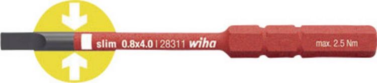 Produktbild: Wiha Werkstatt Schlitz Wechselklinge 2.5 mm 75 mm Passend f&uuml;r (Serie Schraubendreher) Wiha Torque