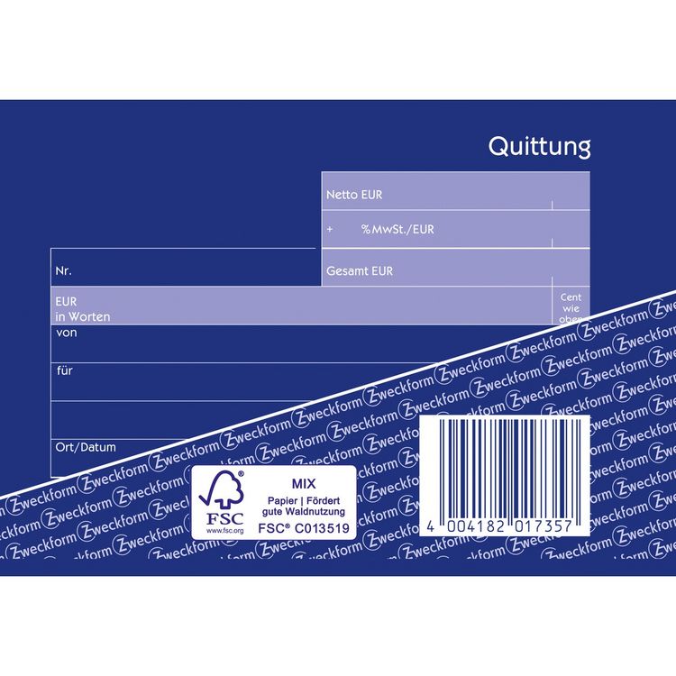 Produktbild: AVERY Zweckform Quittung selbstdurchschreibend DIN A6 quer 2x40 Blatt