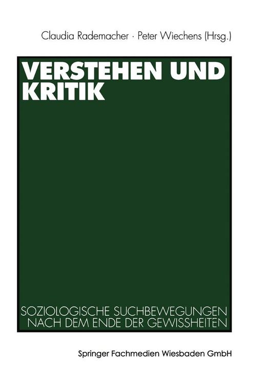 Produktbild: Verstehen und Kritik
