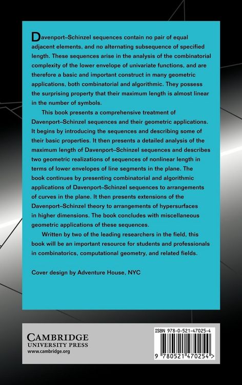 Produktbild: Davenport Schinzel Sequences and Their Geometric Applications