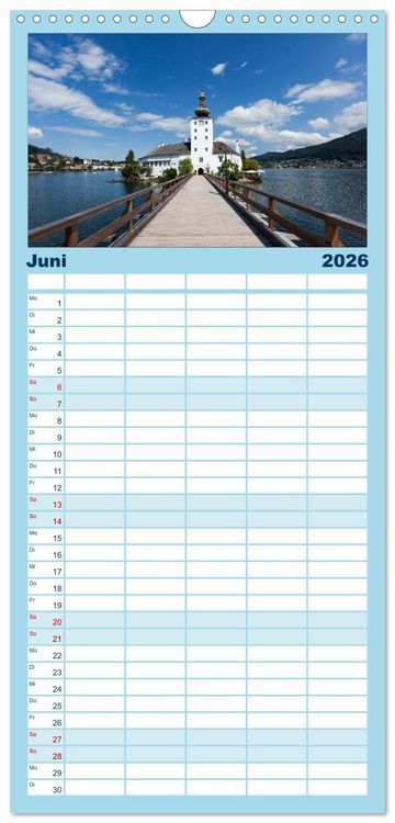 Produktbild: Familienplaner 2026 - Salzkammergut - Die sch&ouml;nsten Seen Ober&ouml;sterreichs mit 5 Spalten (Wandkalender, 21 x 45 cm) CALVENDO