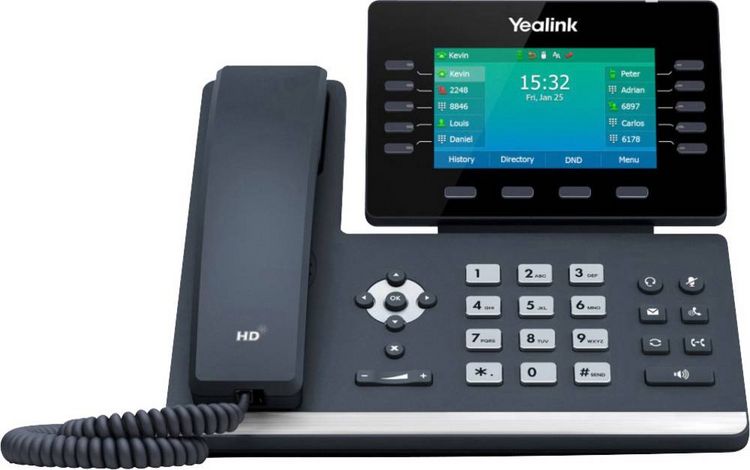 Produktbild: Yealink SIP-T54W Schnurgebundenes Telefon, VoIP Bluetooth, Freisprechen, f&uuml;r H&ouml;rger&auml;te kompatibel, Headsetanschluss, Optische Anrufsignalisierung,