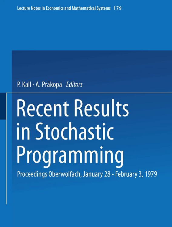 Produktbild: Recent Results in Stochastic Programming