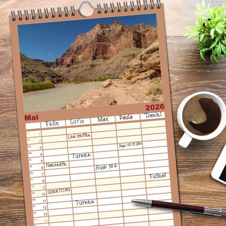 Produktbild: Familienplaner 2026 - Colorado River Rafting im Grand Canyon mit 5 Spalten (Wandkalender, 21 x 45 cm) CALVENDO