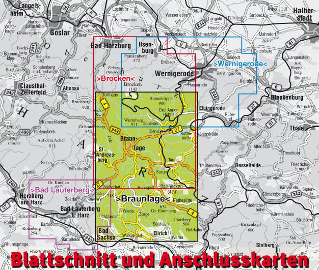 Produktbild: Braunlage & Hohegei&szlig;, KVplan, Wanderkarte/Radkarte/Stadtplan, 1:25.000 / 1:10.000