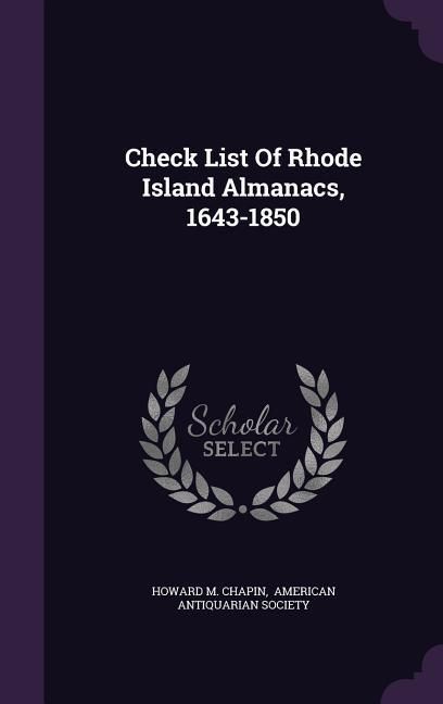 Produktbild: Check List of Rhode Island Almanacs, 1643-1850