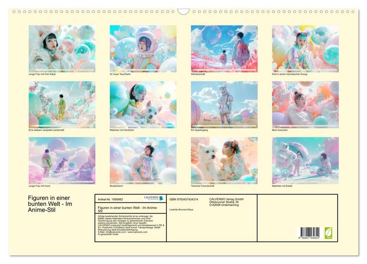 Produktbild: Figuren in einer bunten Welt - Im Anime-Stil (Wandkalender 2026 DIN A2 quer), CALVENDO Monatskalender