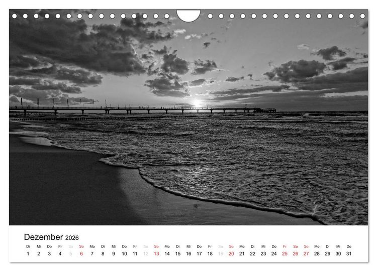 Produktbild: Ostseebad Zingst - Impressionen in Schwarz-Wei&szlig; (Wandkalender 2026 DIN A4 quer), CALVENDO Monatskalender