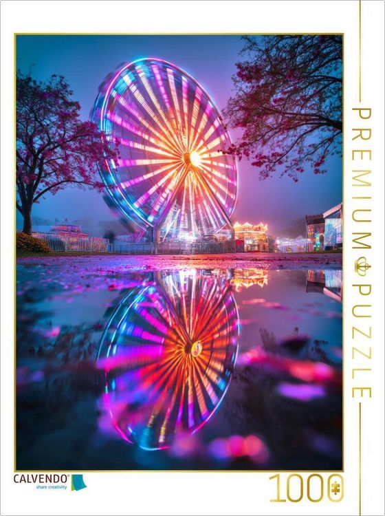 Produktbild: CALVENDO Puzzle Pf&uuml;tzen spiegeln Tr&auml;ume, w&auml;hrend die Stadt in Farbe explodiert | 1000 Teile Lege-Gr&ouml;&szlig;e 64x48cm Foto-Puzzle f&uuml;r gl&uuml;ckliche Stunden