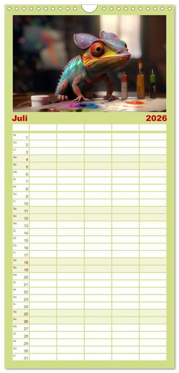 Produktbild: Familienplaner 2026 - Cham&auml;leon-Verwandlungen. Ein Jahr voller Ver&auml;nderungen mit 5 Spalten (Wandkalender, 21 x 45 cm) CALVENDO